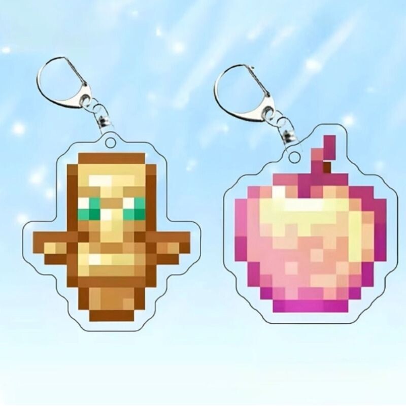 我的世界钥匙扣Minecraft 不死图腾附魔金苹果亚克力挂件保命套装