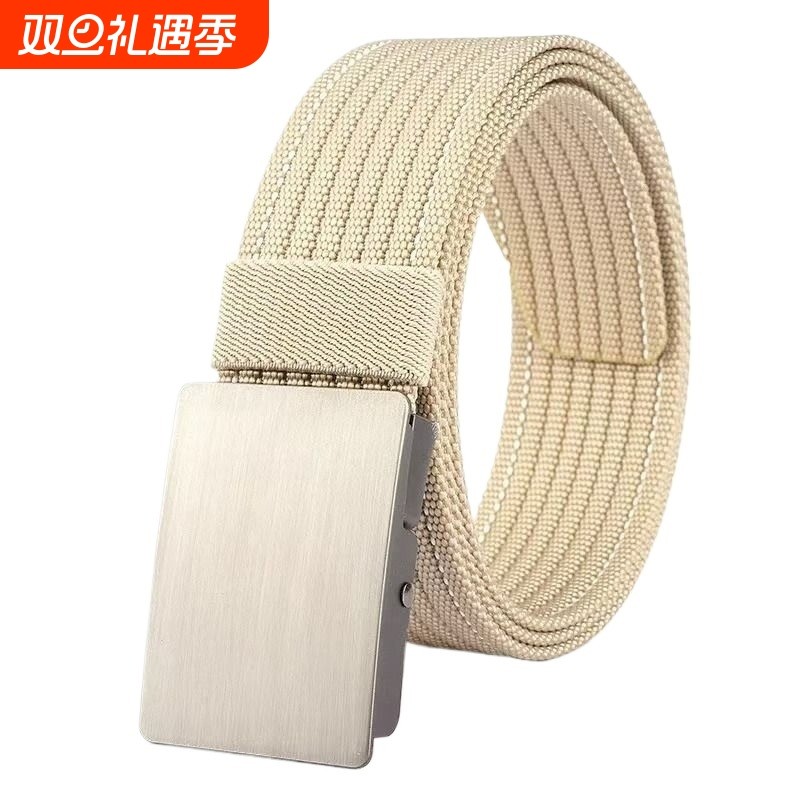 无印MUJ日本男士帆布腰带平滑扣休闲百搭尼龙皮带加厚无孔裤.新款