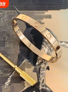 经典款L0ve手镯镀18K金色情侣镯子高级感生日礼物送男女友不掉色