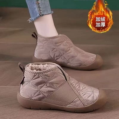 2025冬季新款雪地靴棉鞋老北京女加绒加厚防滑一脚蹬保暖棉靴防水