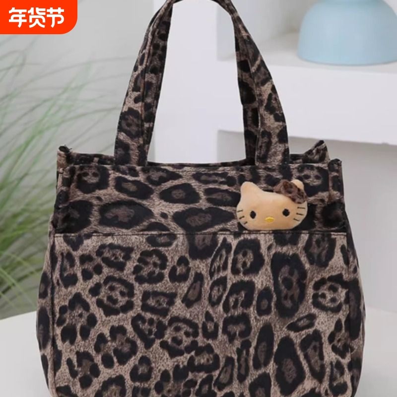 秋冬新款高品质秋冬新款豹纹时尚拉链款妈咪包饭盒包上班通勤包