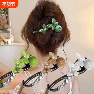 2025高级感气质百搭发饰女后脑勺盘发发夹子头饰新款珠珠发夹镶钻