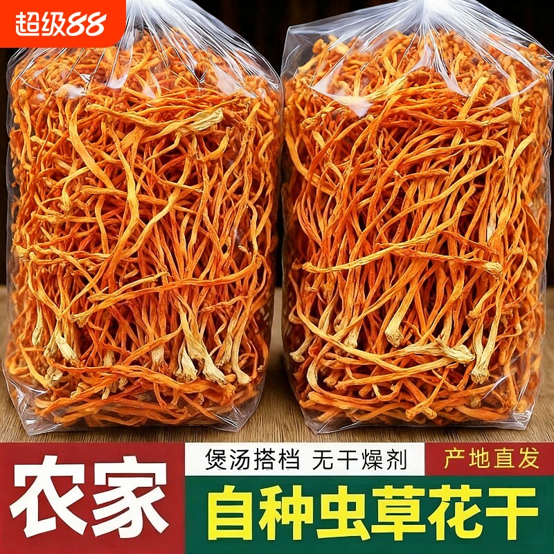 【无干燥剂】虫草花干货新货孢子头虫草花煲汤鲜甜好食材蛹虫草