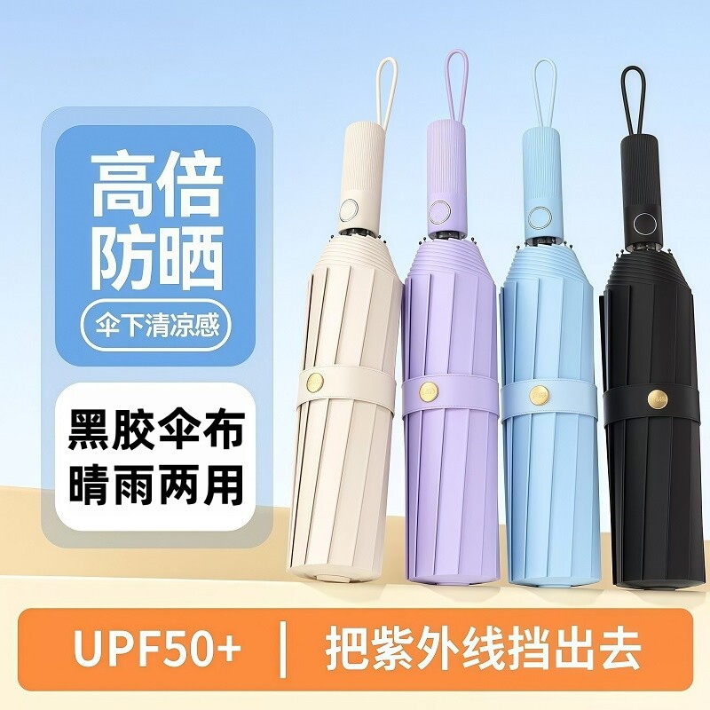雨伞男女折叠太阳伞加固抗晴雨两用防晒遮阳伞手动全自动一键便携图片