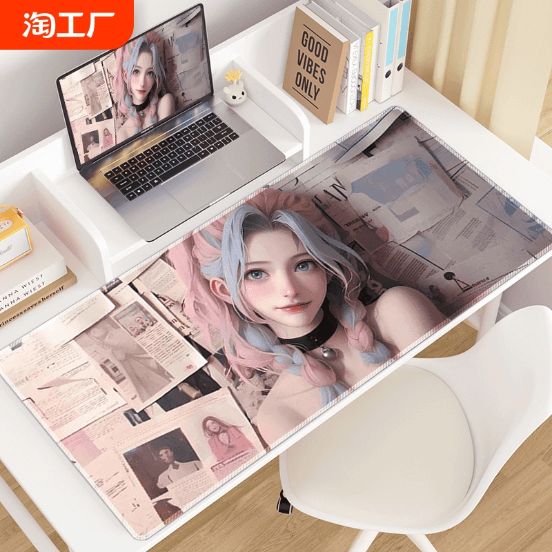 超大号鼠标垫二次元游戏垫子办公桌垫电脑键盘加厚护腕垫橡胶软垫