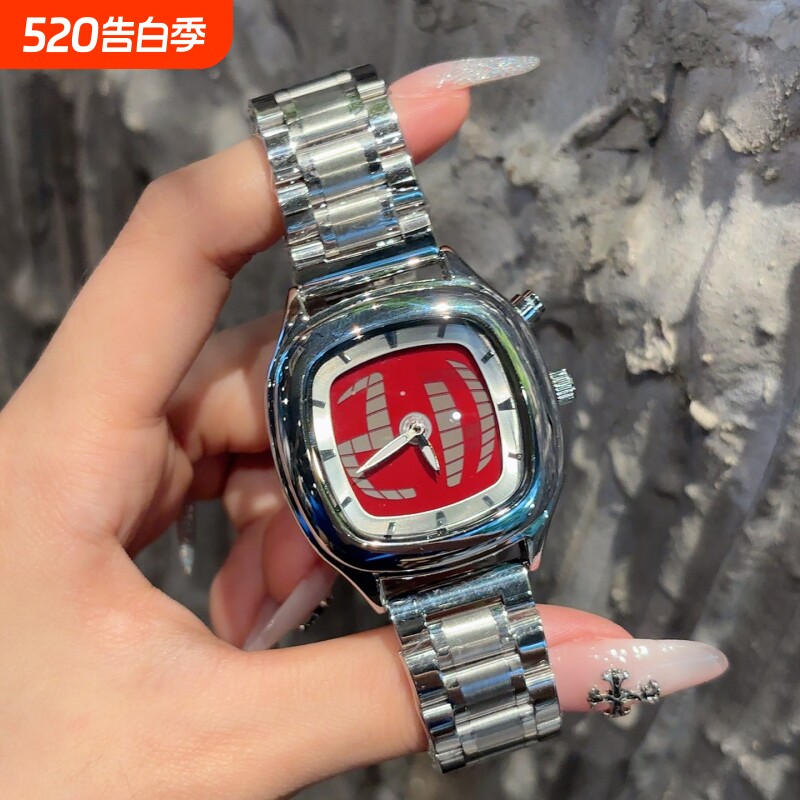 千禧年复古手表女数字动态高级感小众潮流非机械时尚情侣石英手表