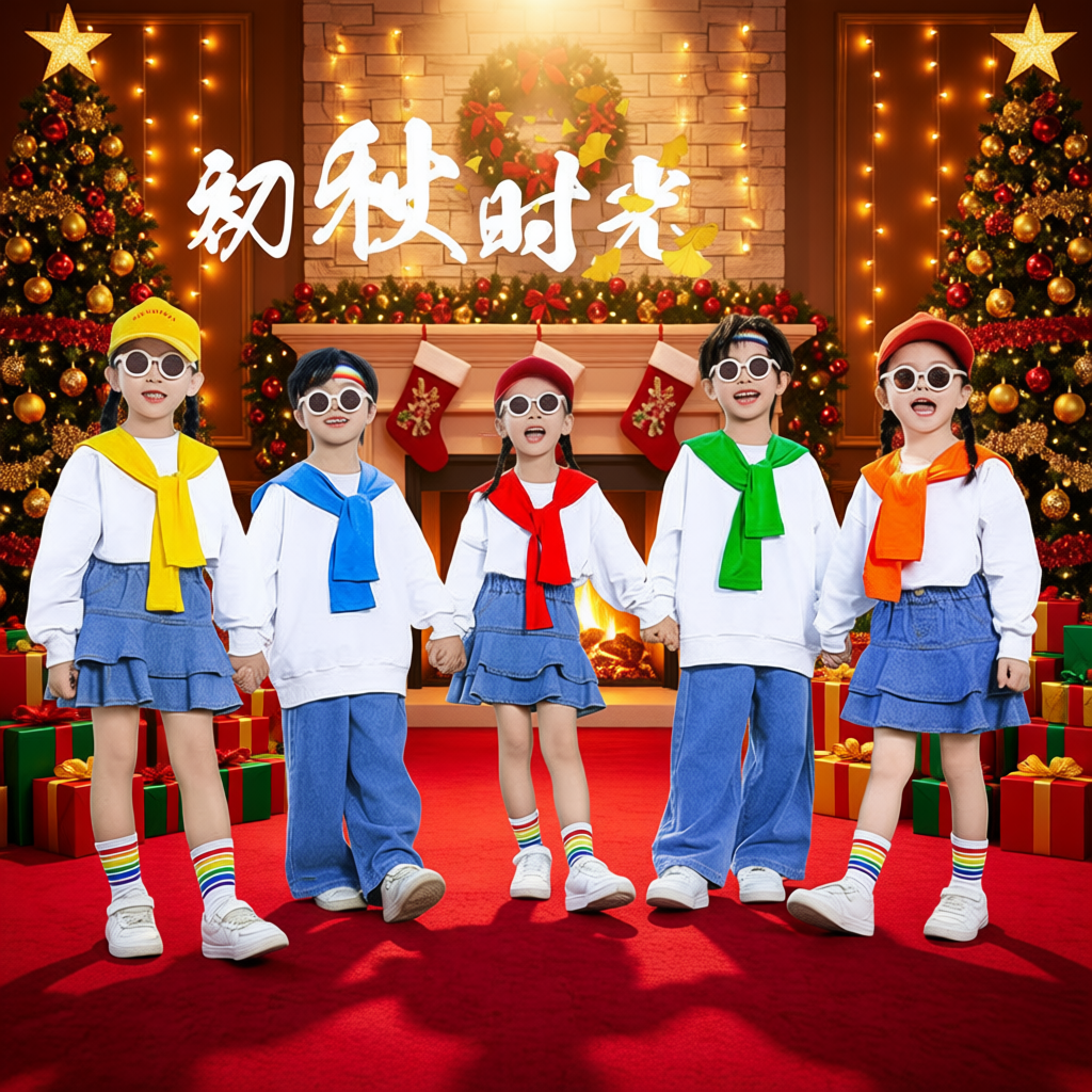 儿童合唱演出服朗诵运动会开幕式小学生团体班服卫衣牛仔啦啦队