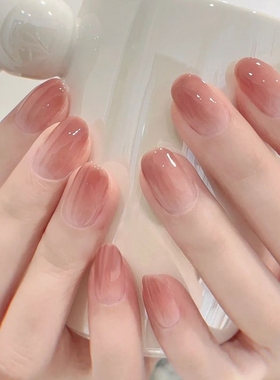 甲片美甲穿戴甲短款网红成品穿戴式假指甲法式琥珀玫瑰郁金香蝴蝶