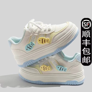 原创小猫吃鱼小白鞋女2025新款小众爆改休闲厚底百搭学生运动板鞋