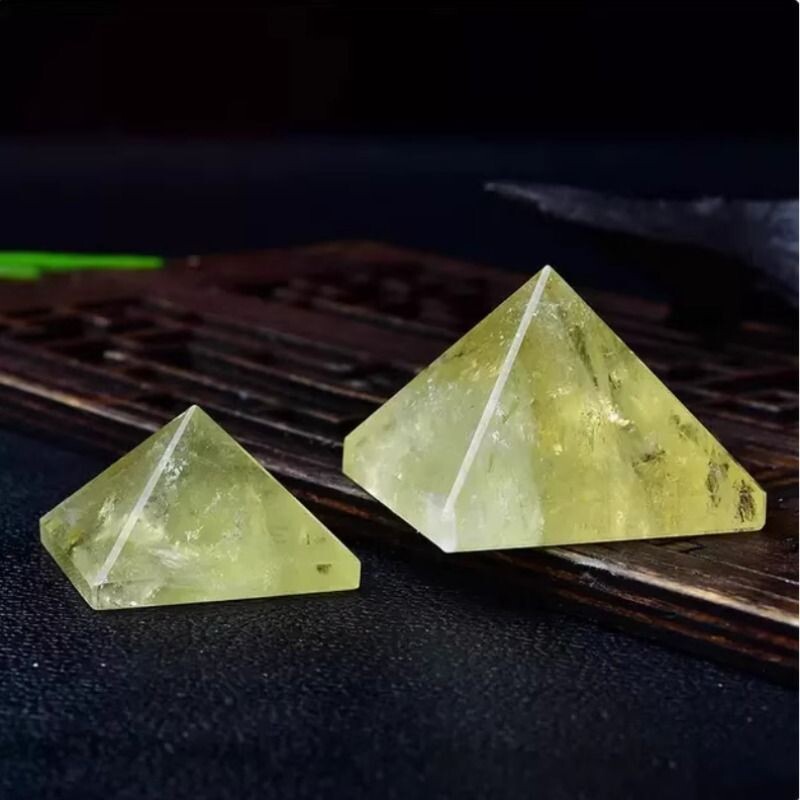 lisv天然黄水晶金字塔摆件 黄色水晶原石打磨金字塔摆件