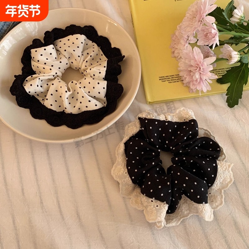 复古温柔气质波点蕾丝花边大肠发圈高级感头花发绳丸子头皮筋头绳,饰品/流行首饰/时尚饰品新,发饰,淘宝优惠券,粉丝福利购,淘宝优惠卷