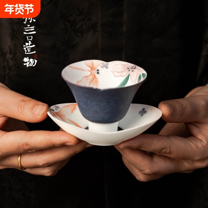 景德镇女士专用喝茶主人杯单杯手绘桃花陶瓷品茗杯个人专用茶杯,餐饮具,茶杯,淘宝优惠券,粉丝福利购,淘宝优惠卷