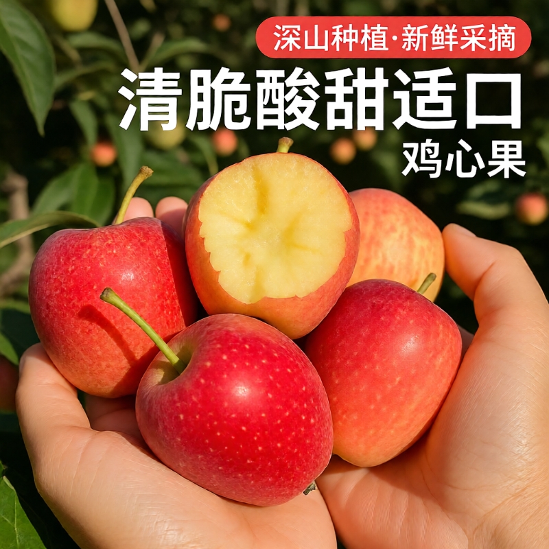 现摘东北鸡心果新鲜水果酸甜风味水果小苹果锦绣海棠果个小酸甜