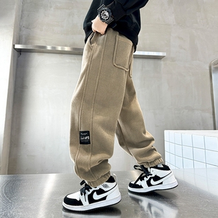 男童裤子2025秋冬新款儿童运动休闲裤加绒加厚中大童男孩束脚长裤