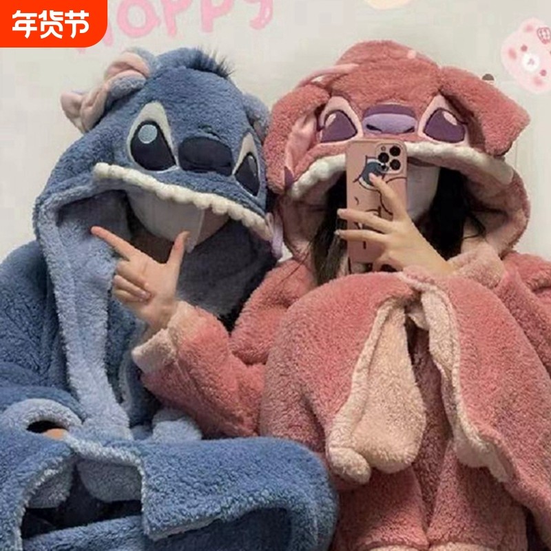 珊瑚绒睡衣秋女款2025新款冬季男士加厚睡裙史迪仔睡袍情侣家居服,女士内衣/男士内衣/家居服,睡衣/家居服套装,淘宝优惠券,粉丝福利购,淘宝优惠卷
