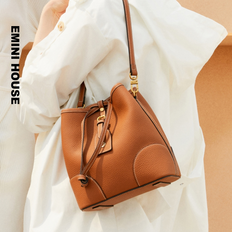 真皮单肩包伊米妮耐用水桶包