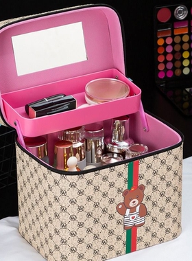 新款化妆包大容量女化妆品收纳盒手提ins桌面双层桌上整理储物