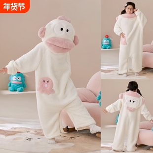 小丑鱼儿童可爱搞怪连体睡衣男孩女童秋冬季加厚珊瑚绒亲子家居服