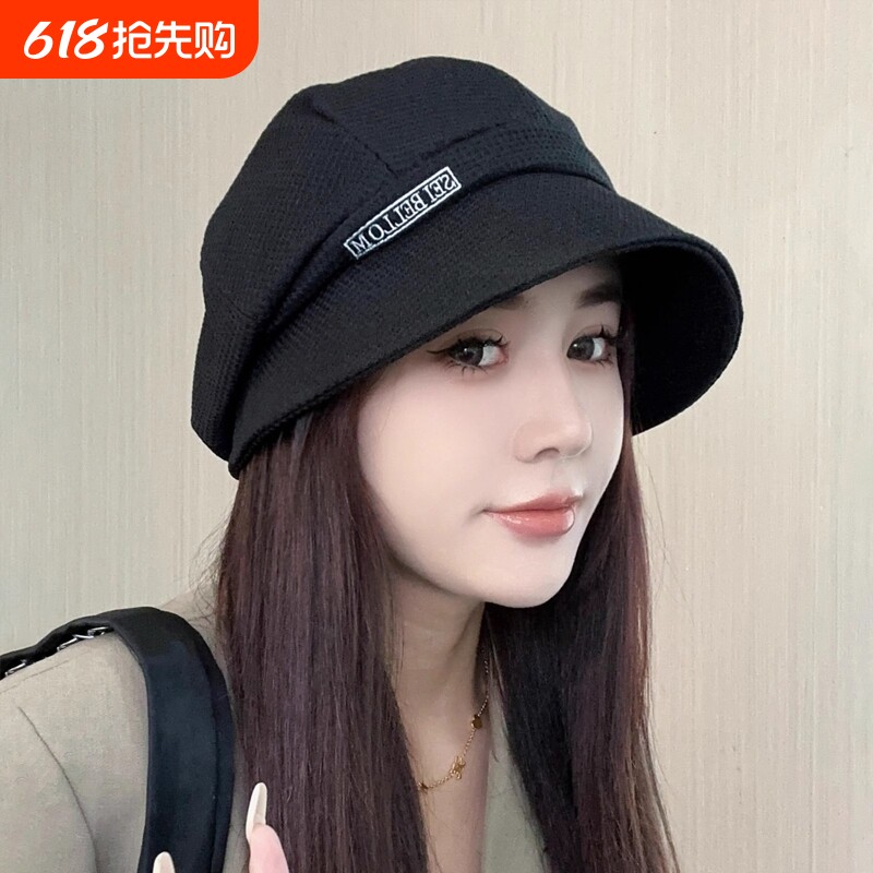 春夏新款三帽合一百搭鸭舌帽子女大头围渔夫帽褶皱堆堆显脸小盆帽