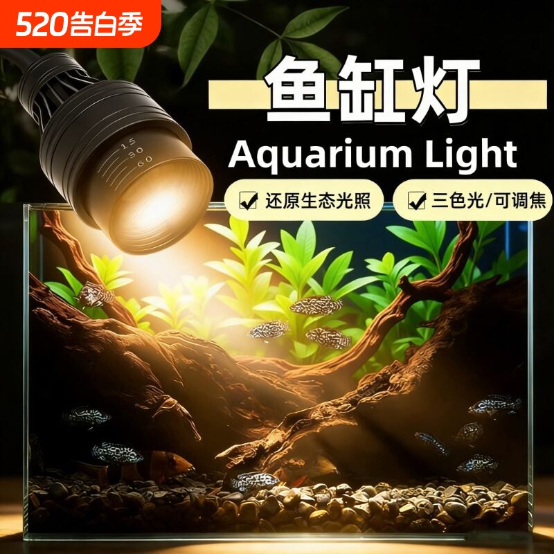 鱼缸射灯灯Led变焦水族造景水草灯南美溪流缸雷龙鱼观赏灯饰灯光