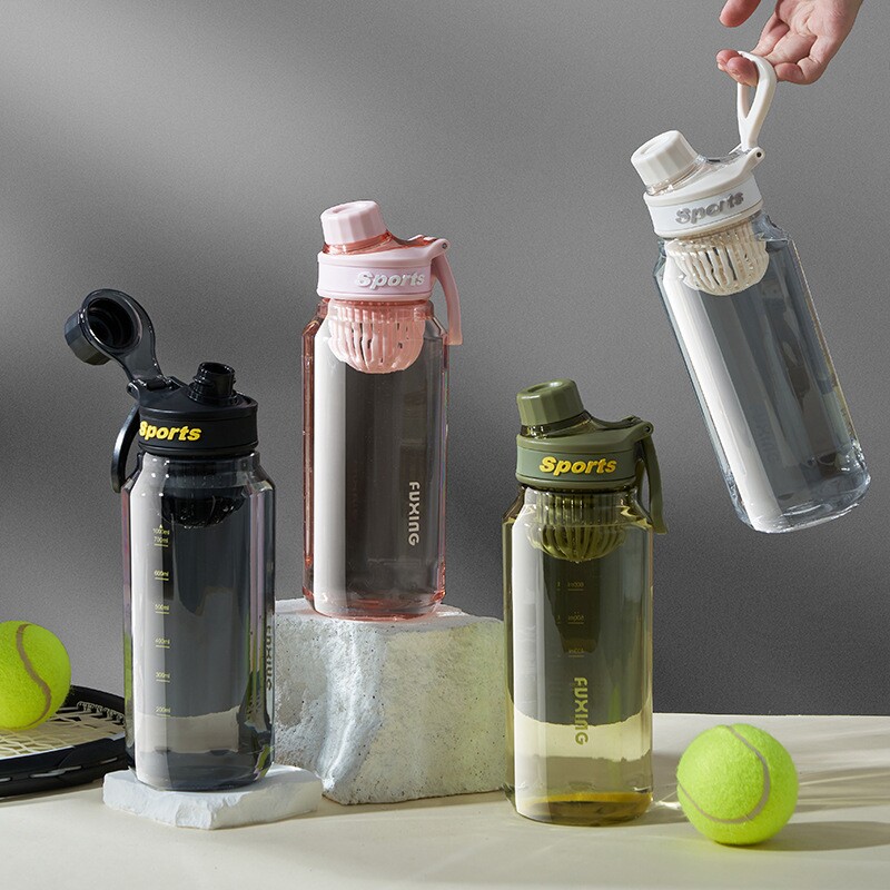 塑料水杯大容量男生女生户外运动健身太空杯子便携式水壶带茶漏