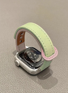 【草莓抹茶】适用华为fit4表带新款华为watchFIT3高级拼色皮质双钉扣watchfit2创意细款可爱女fit1替换手腕带