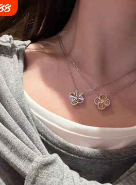 新款圣诞款幸运草项链镭射镭射耳钉镭射手链玫