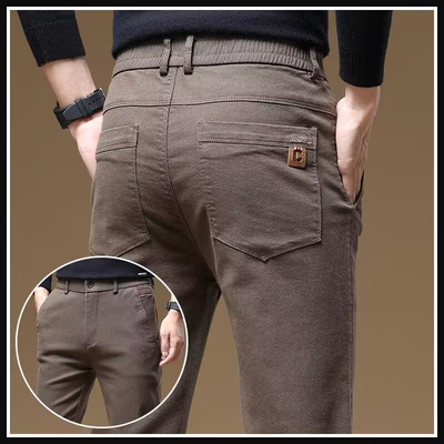 休闲裤男款修身百搭男裤加绒加厚秋冬新款直筒宽松弹力工装裤子男