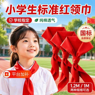 红领巾纯棉小学生标准款国标不掉色涤棉学生通用学习抗皱儿童加厚小学一年级学校同款高质量全棉少先队大号