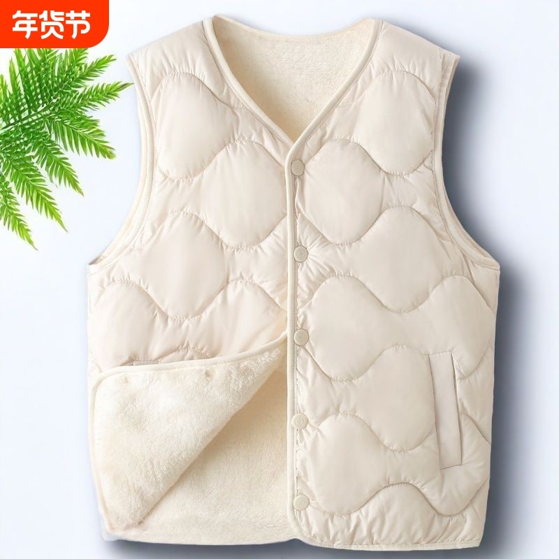 秋冬季中老年女装加绒加厚加棉保暖马甲偏大妈妈装马夹棉背心内胆