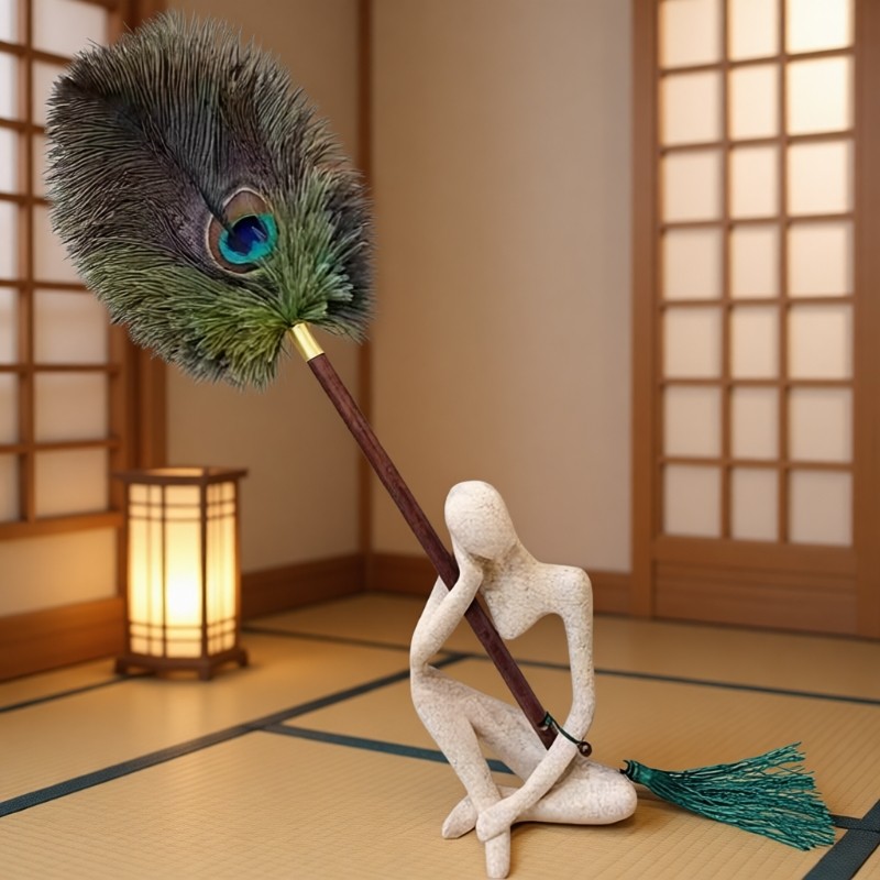 孔雀鸵羽掸家用除尘清洁摆件防静电色高档装饰品灰尘打扫鸵鸟毛