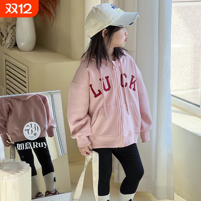 女童春秋款韩版休闲连帽卫衣