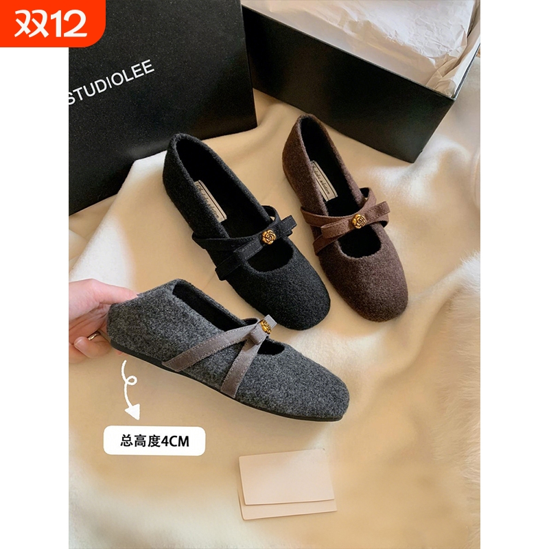 【福利款】葡萄妈studiolee 增高4cm~内增高加绒玛丽珍毛毛鞋秋冬