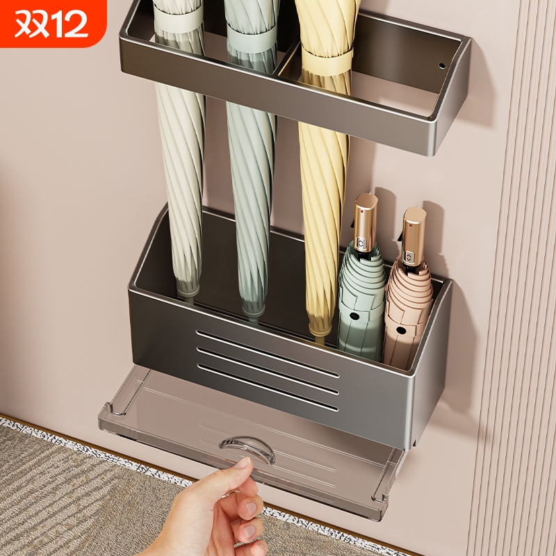 磁吸雨伞架免打孔壁挂家用酒店入户门后玄关沥水伞具收纳磁力挂架