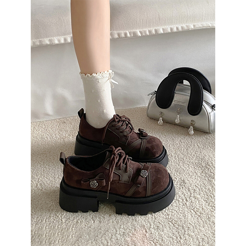 复古法式粗跟厚底深口单鞋女2025新款秋季百搭配裙子增高玛丽珍鞋