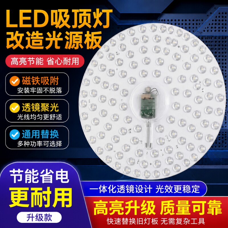 led灯盘吸顶灯芯替换灯片圆形磁吸式家用节能灯超亮方形灯板护眼图片