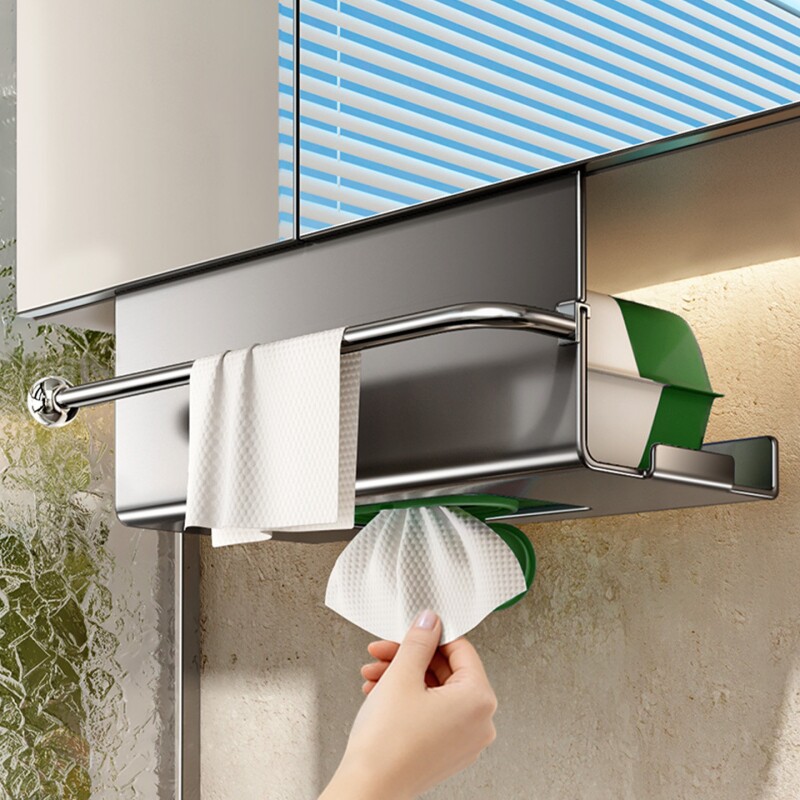 2025新款镜柜下洗脸巾收纳盒卫生间抽纸纸巾厕所废弃洗脸巾收纳架