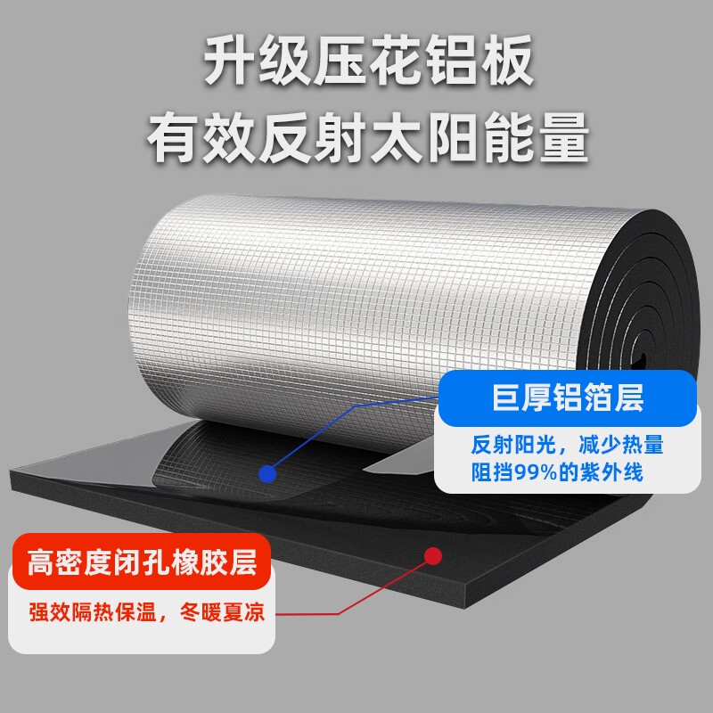 隔热棉保温棉自粘屋顶防晒膜防水耐高温阳光房隔热材料铝箔阻燃