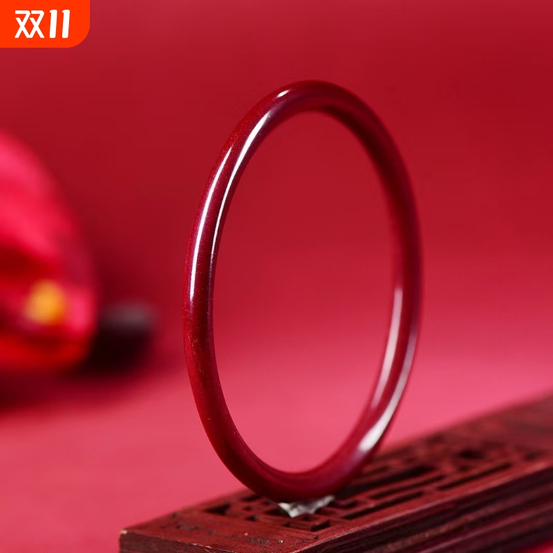 朱砂叮当手镯紫金砂高抛叮当手镯小细圆条本命年女士必备