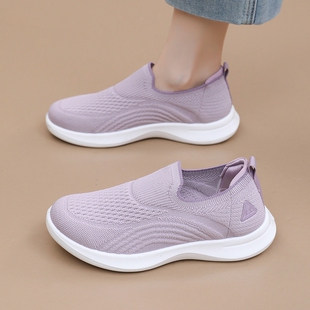 回力女鞋老北京布鞋女透气轻便舒适一脚蹬休闲鞋健步鞋妈妈鞋网面