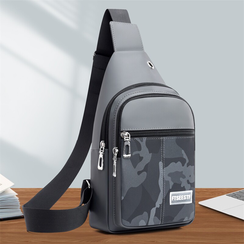 新款迷彩男士背包2024夏季小挎包牛津布胸包男小众运动斜挎包男