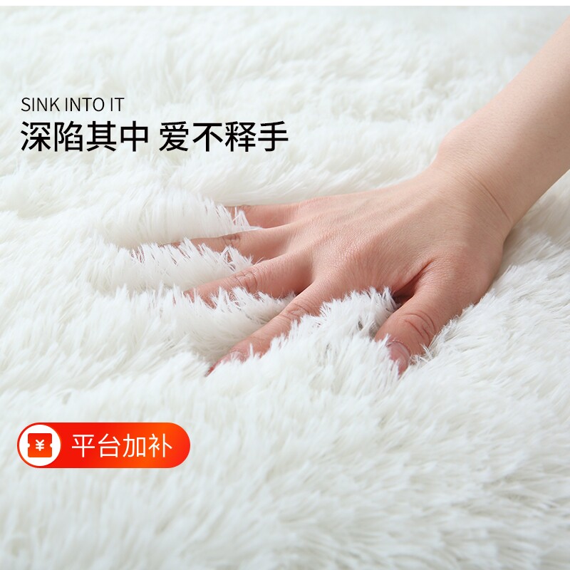 毛绒地毯卧室毛毯白色地垫垫子床边毯客厅茶几毯少女房间入户沙发