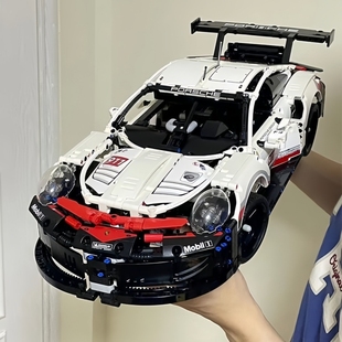 兼容乐高保时捷911RSR积木跑车拼装 遥控汽车玩具男孩礼物 机械组装