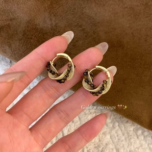 赵露思同款!美拉德虎眼色多层耳扣女轻奢高级感耳饰独特漂亮耳环