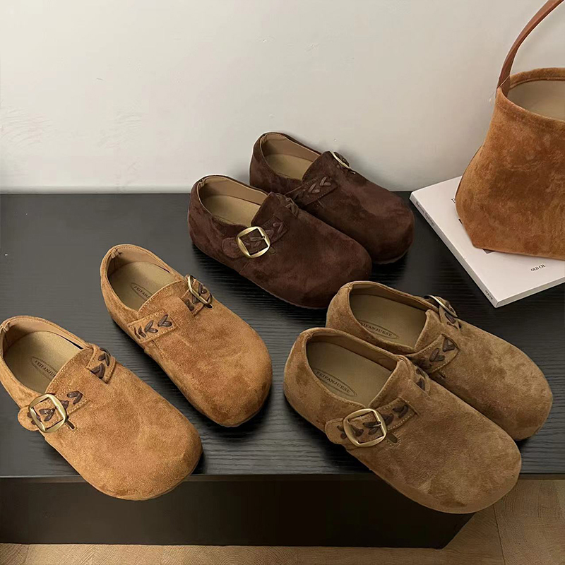 厚底复古内增高勃肯鞋女2025春秋季新款百搭一脚蹬休闲单鞋乐福鞋