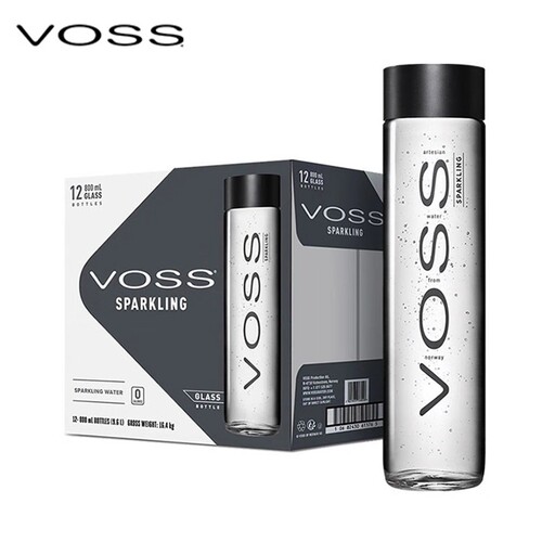 整箱挪威进口玻璃瓶800ml芙丝voss矿泉水高端气泡水饮用水