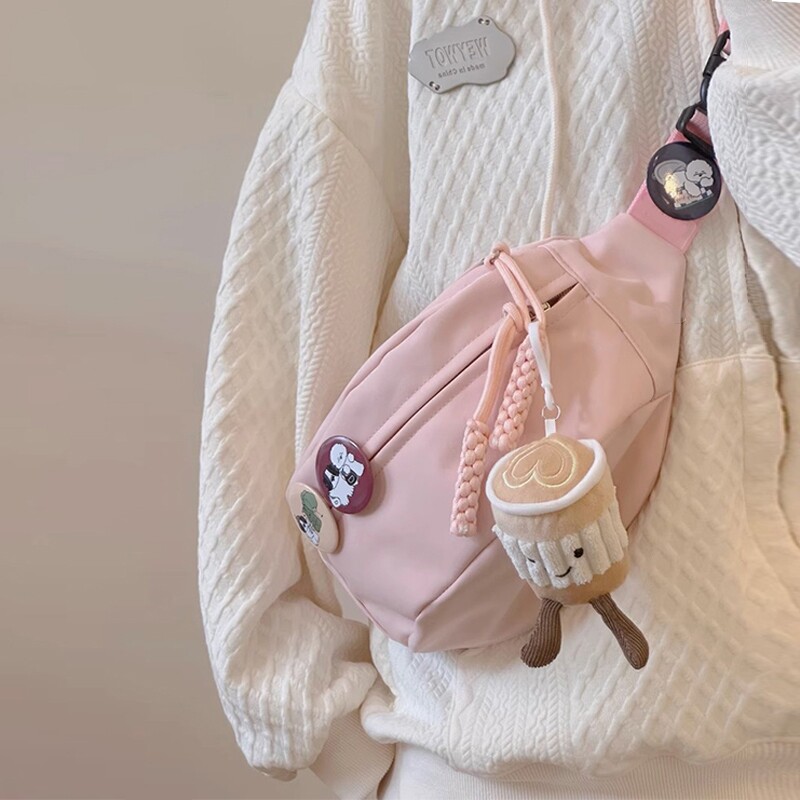 帆布休闲包包女2025新款斜挎包运动包胸包小众少女百搭ins腰包