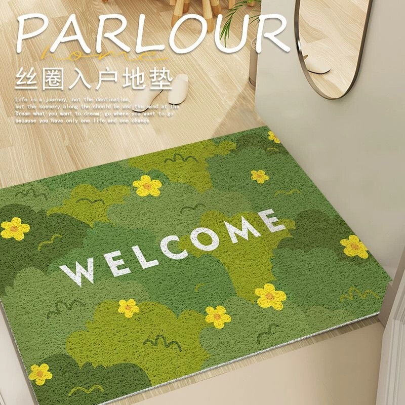 丝圈绿色入户地垫耐脏防滑										
