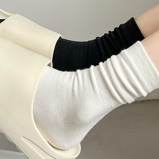 中筒袜女长袜配小皮鞋 白色堆堆袜子女夏季 爆款 月子袜2025新款 薄款