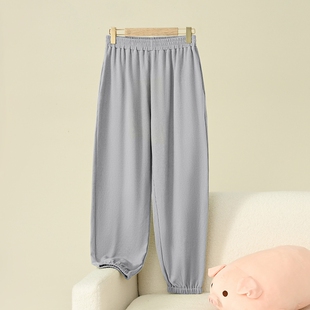 女长裤 家居裤 春秋薄款 纯色收脚有口袋春夏季 女棉绸 可外穿大码 睡裤